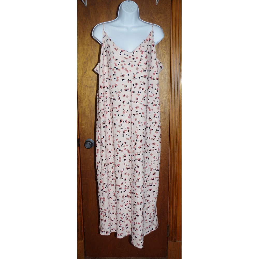 Daily Ritual Womens Pink Abstract Print V-Neck Midi Slip Dress XXL DR19315568